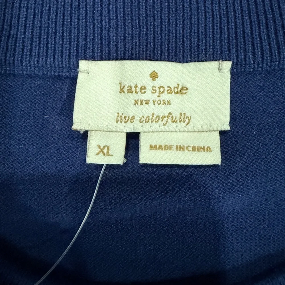 NWT Kate Spade OH Hello Camel Sweater Cashmere Cotton XL Embellished Pom Pom